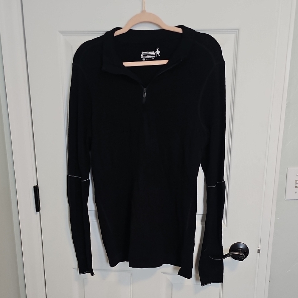 Smartwool Black Fitted Long Sleeve Polo Sweatshirt